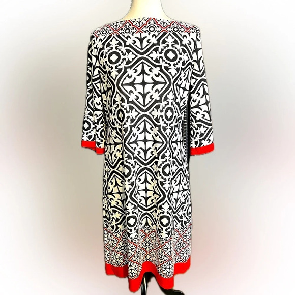 Haani Bold Pattern Shift Dress, Polyester/Spandex, Size L - Picture 1 of 5